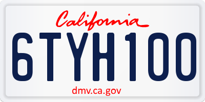 CA license plate 6TYH100