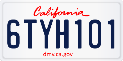 CA license plate 6TYH101