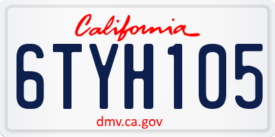 CA license plate 6TYH105