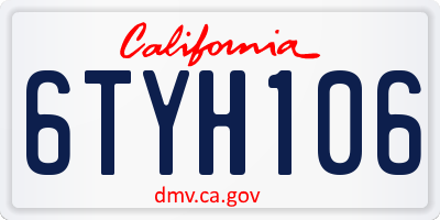 CA license plate 6TYH106