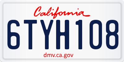 CA license plate 6TYH108