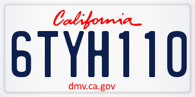 CA license plate 6TYH110