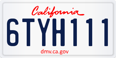 CA license plate 6TYH111