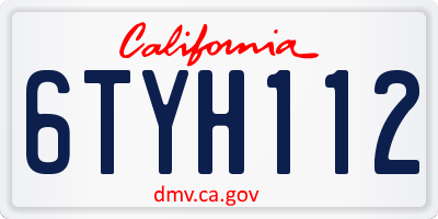 CA license plate 6TYH112