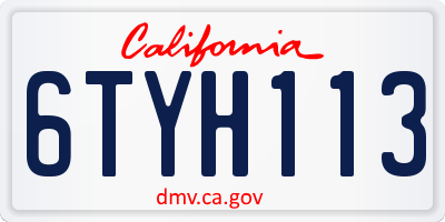 CA license plate 6TYH113