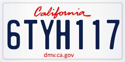 CA license plate 6TYH117