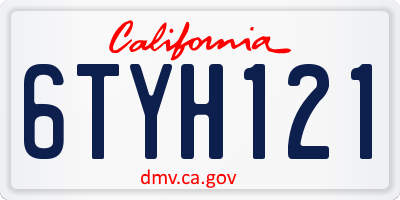 CA license plate 6TYH121