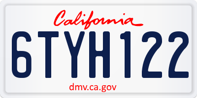 CA license plate 6TYH122