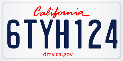 CA license plate 6TYH124