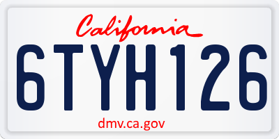 CA license plate 6TYH126
