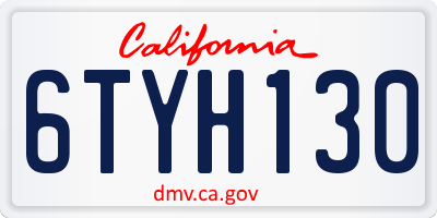CA license plate 6TYH130