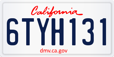 CA license plate 6TYH131