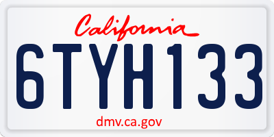 CA license plate 6TYH133