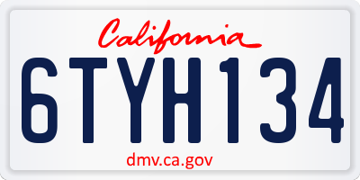 CA license plate 6TYH134