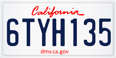 CA license plate 6TYH135