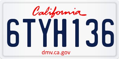 CA license plate 6TYH136