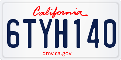 CA license plate 6TYH140