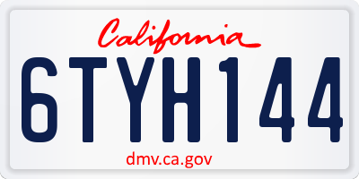 CA license plate 6TYH144
