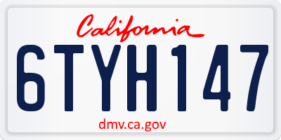 CA license plate 6TYH147
