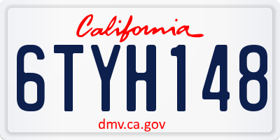 CA license plate 6TYH148