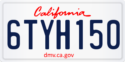CA license plate 6TYH150