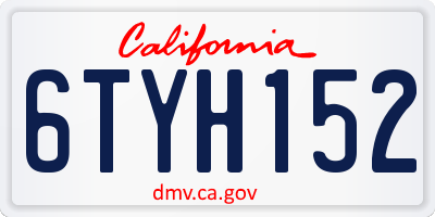 CA license plate 6TYH152