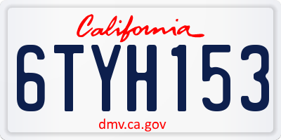 CA license plate 6TYH153