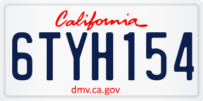 CA license plate 6TYH154