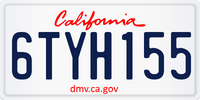 CA license plate 6TYH155