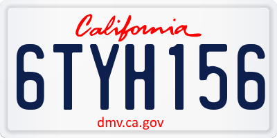 CA license plate 6TYH156