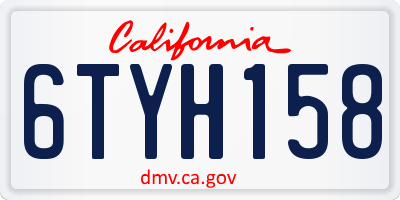 CA license plate 6TYH158