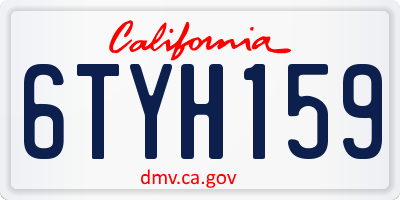 CA license plate 6TYH159
