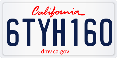 CA license plate 6TYH160