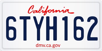 CA license plate 6TYH162