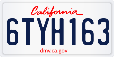 CA license plate 6TYH163