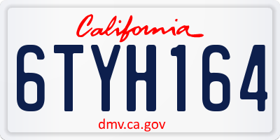 CA license plate 6TYH164