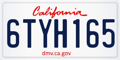 CA license plate 6TYH165