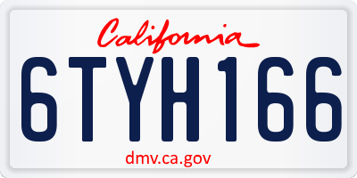 CA license plate 6TYH166