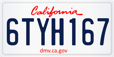 CA license plate 6TYH167