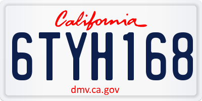 CA license plate 6TYH168