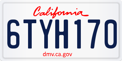 CA license plate 6TYH170