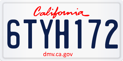 CA license plate 6TYH172