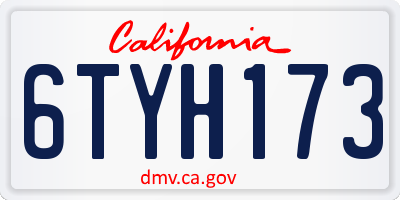 CA license plate 6TYH173