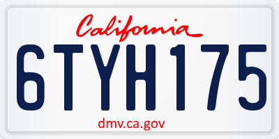 CA license plate 6TYH175