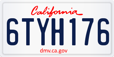 CA license plate 6TYH176