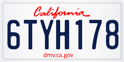 CA license plate 6TYH178