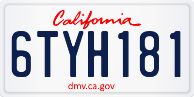 CA license plate 6TYH181