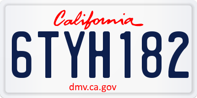 CA license plate 6TYH182