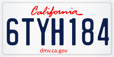 CA license plate 6TYH184