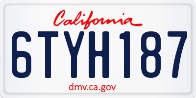 CA license plate 6TYH187